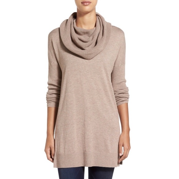 Caslon Taupe Convertible Cowl Neck Tunic  Top Size X-Small - Picture 1 of 11
